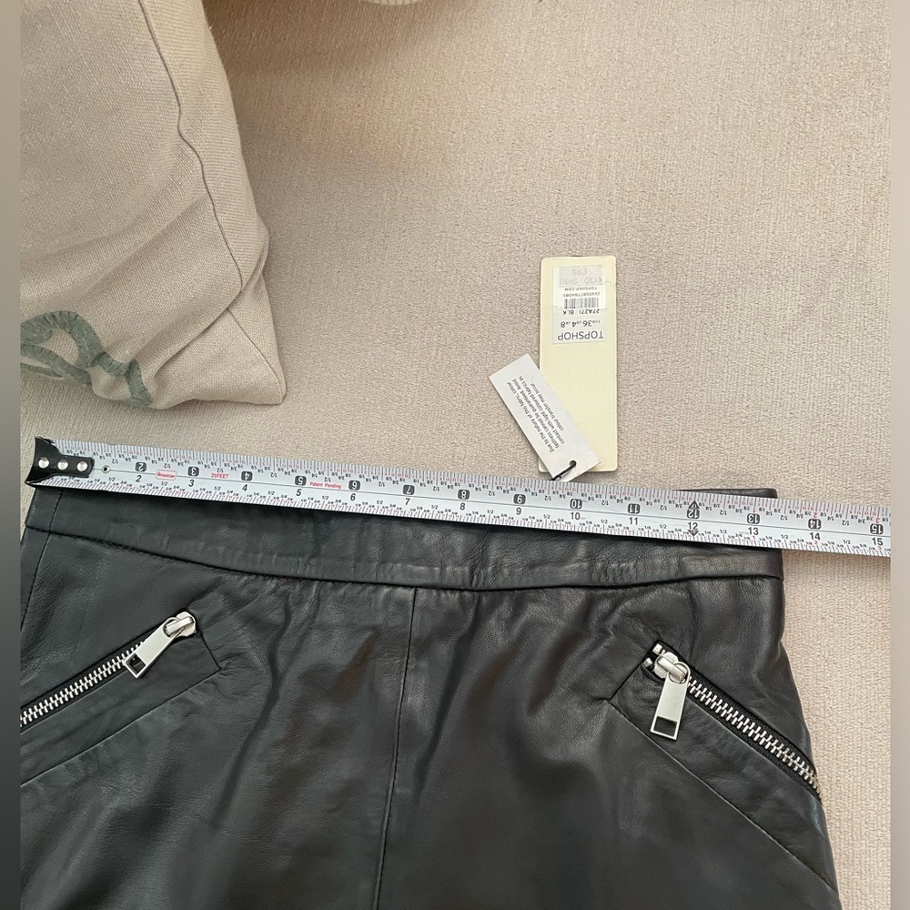 NWT Topshop Black Genuine Leather Skirt Sz 4 - Picture 6 of 15